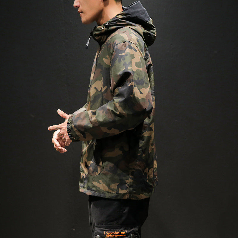 Oversized Reversible Hooded Camouflage Jacket