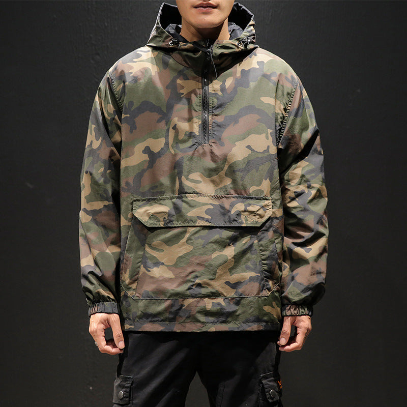 Oversized Reversible Hooded Camouflage Jacket