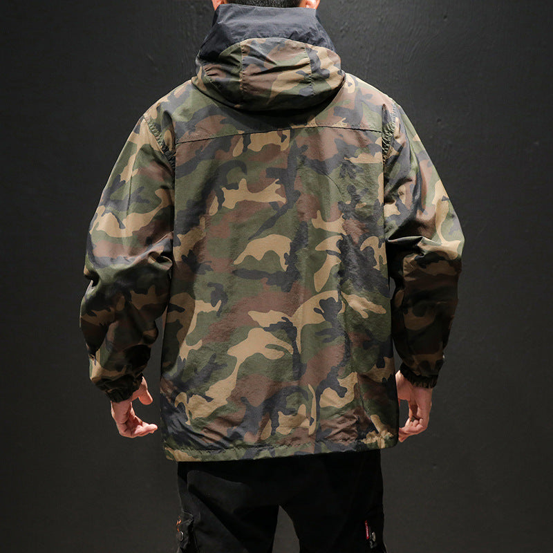 Oversized Reversible Hooded Camouflage Jacket