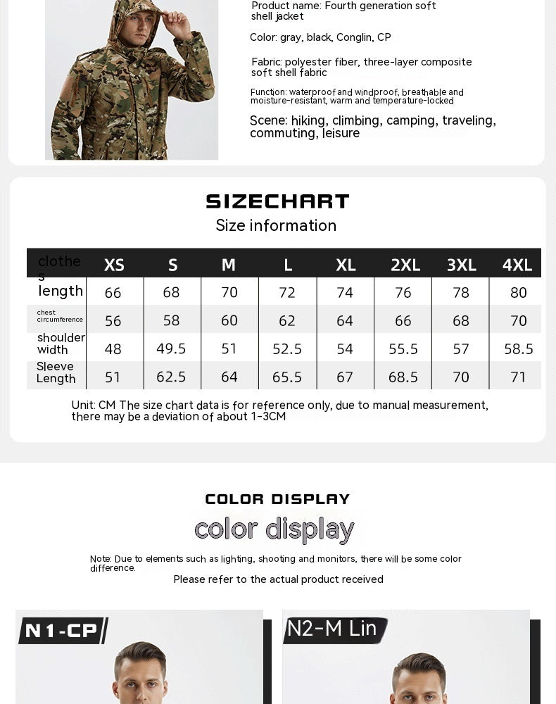 Men’s Waterproof Fleece Camouflage Softshell Jacket