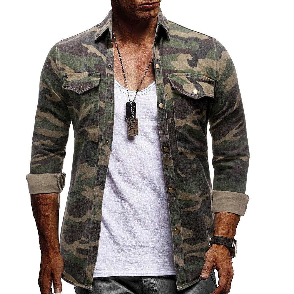 Long Sleeve Camouflage Denim Jacket
