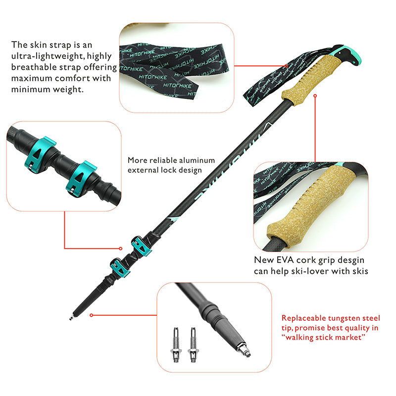 Straight Handle External Lock Trekking Pole For Travel And Sports