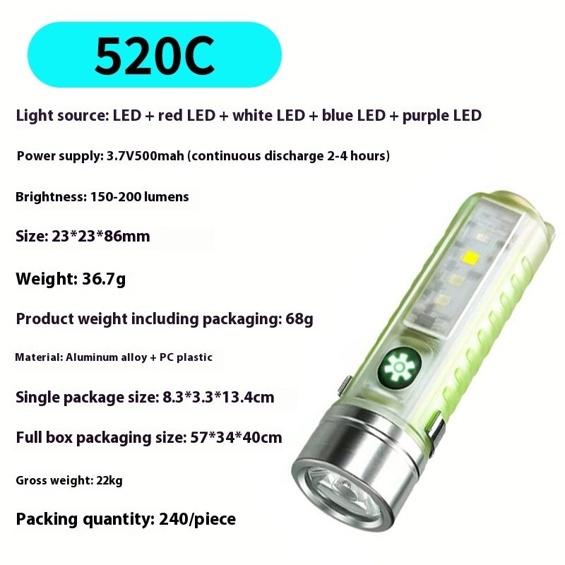 Rechargeable Waterproof LED UV Laser Camping Pocket Flashlight
