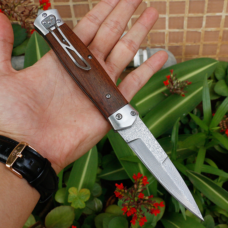 Damascus Folding Camping Survival Knife