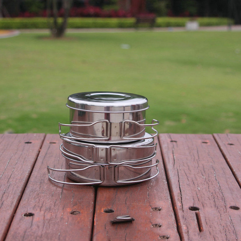 Stainless Steel Portable Camping Cookware Pot Set