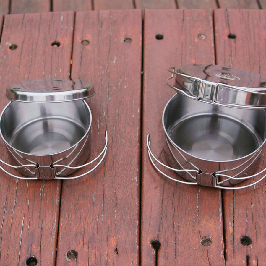 Stainless Steel Portable Camping Cookware Pot Set