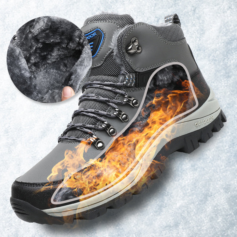 Men’s Winter Snow Boots Warm Plush Ankle Hiking Shoes Lace-Up