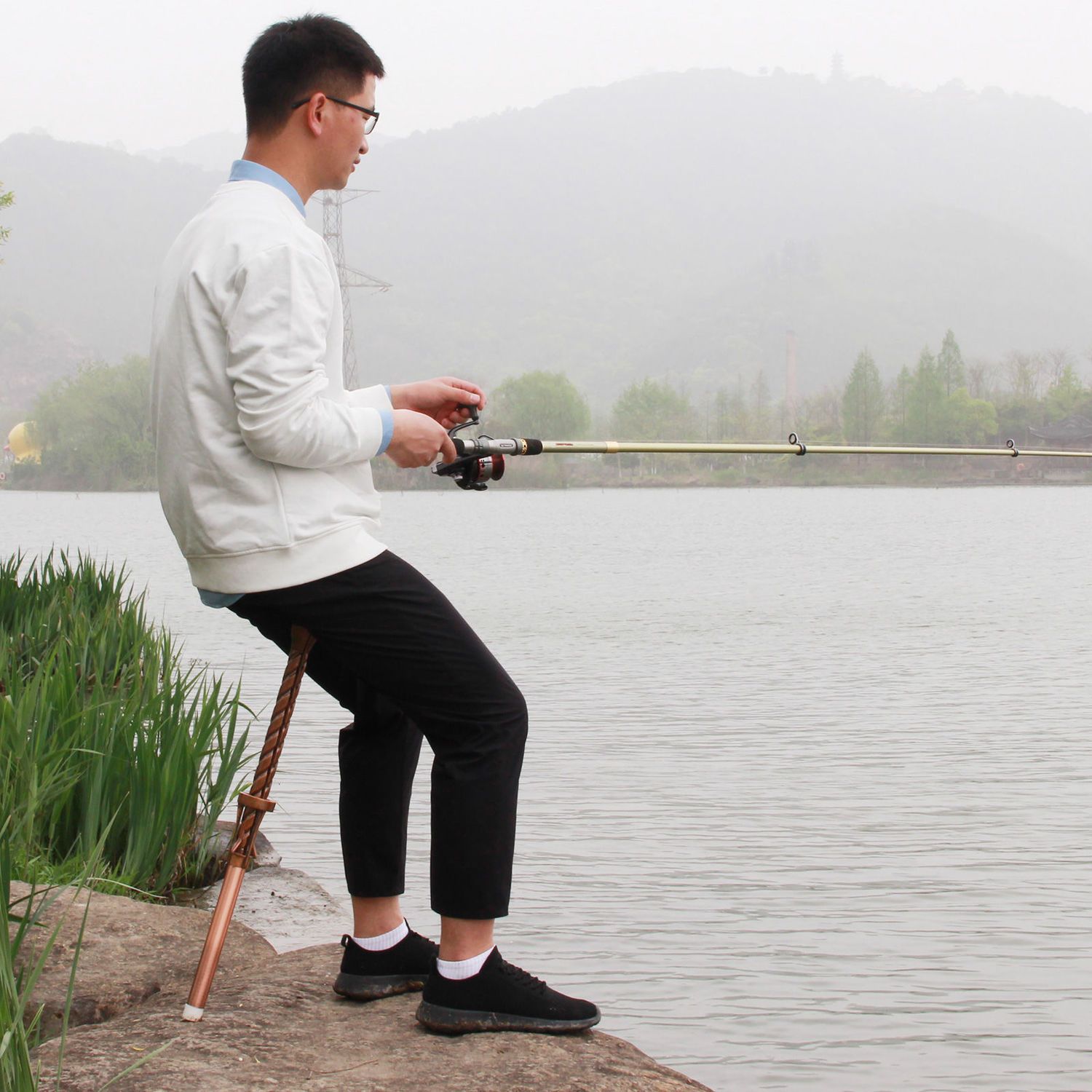 Multifunctional Folding Trekking Pole With Portable Stool