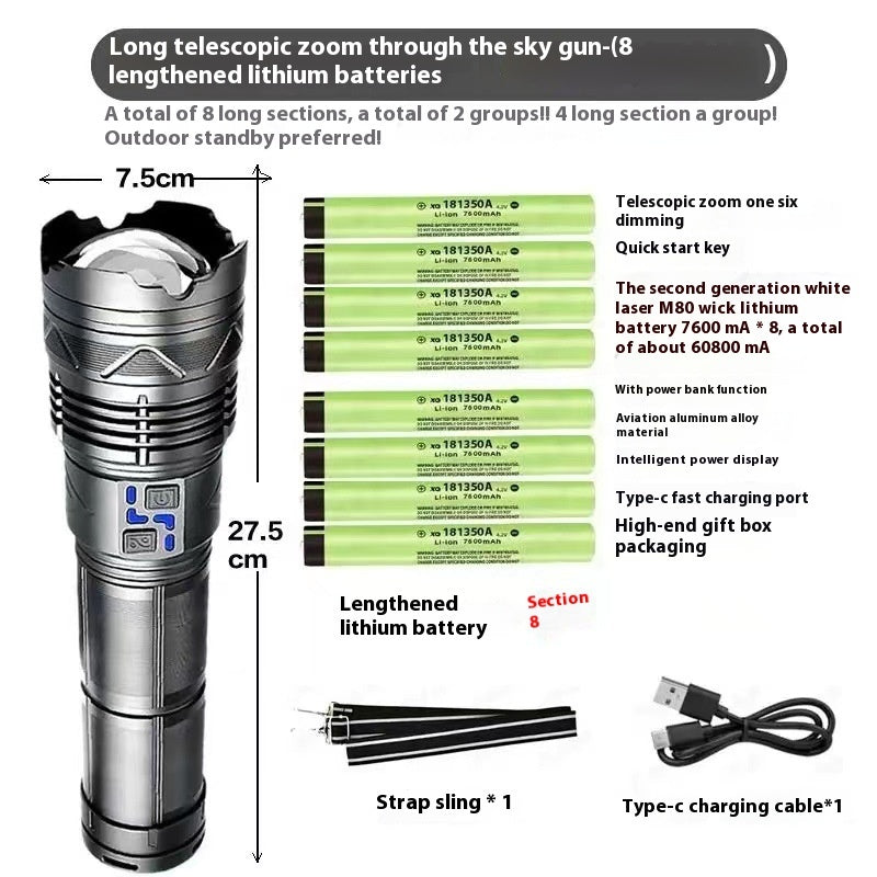 Multifunctional Zoomable High Power Outdoor Flashlight