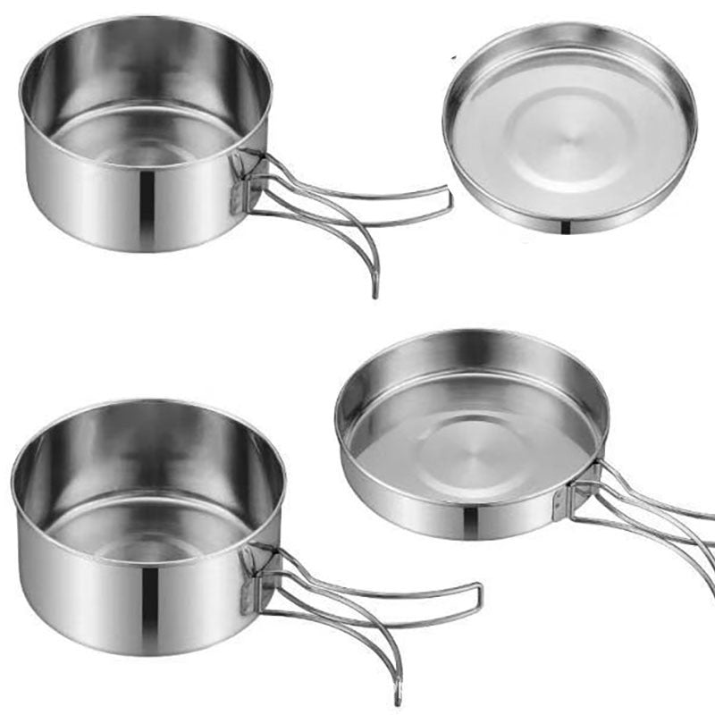 Stainless Steel Portable Camping Cookware Pot Set
