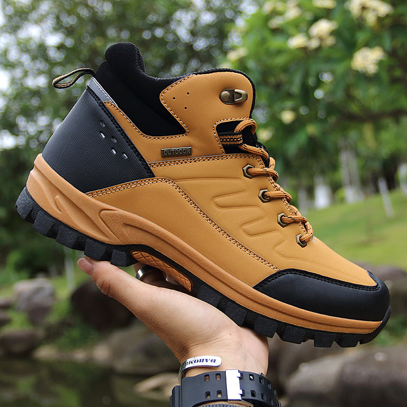 Men’s High-Top Outdoor Hiking Boots Single-Layer Shoes
