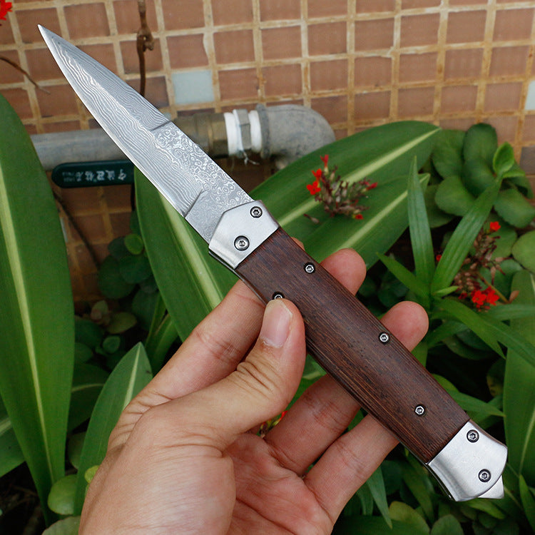 Damascus Folding Camping Survival Knife