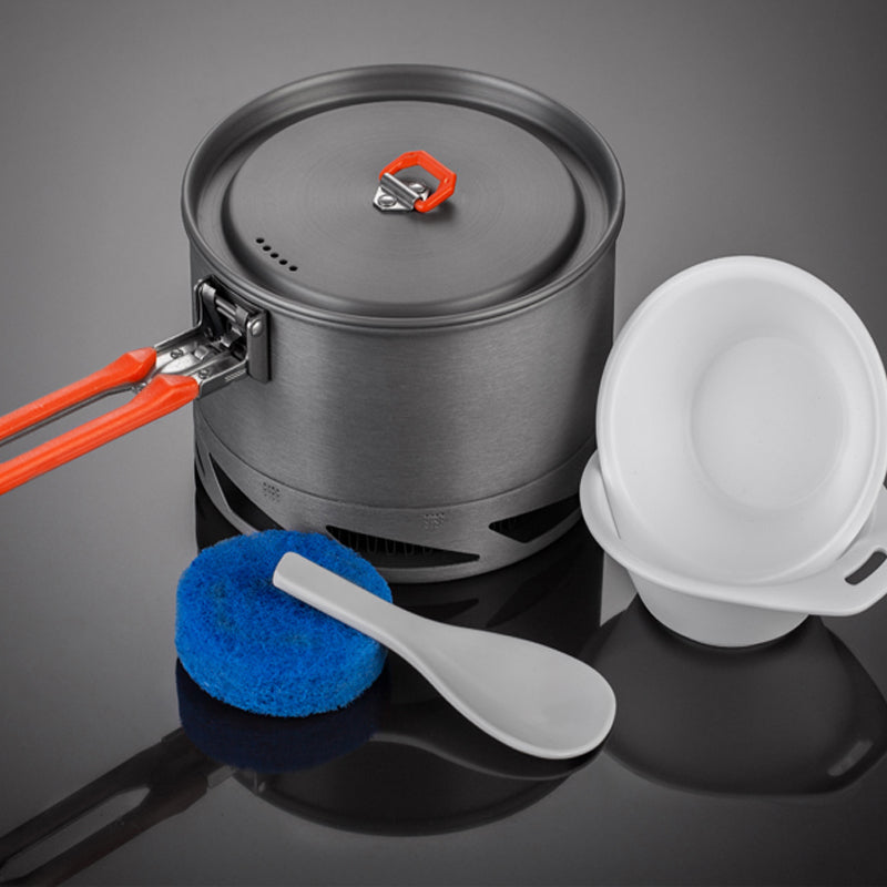 Camping Cookware Set With Heat Exchanger Pot And Kettle
