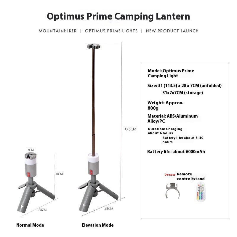 Portable Aluminum Alloy Camping Lantern With Retractable Stand