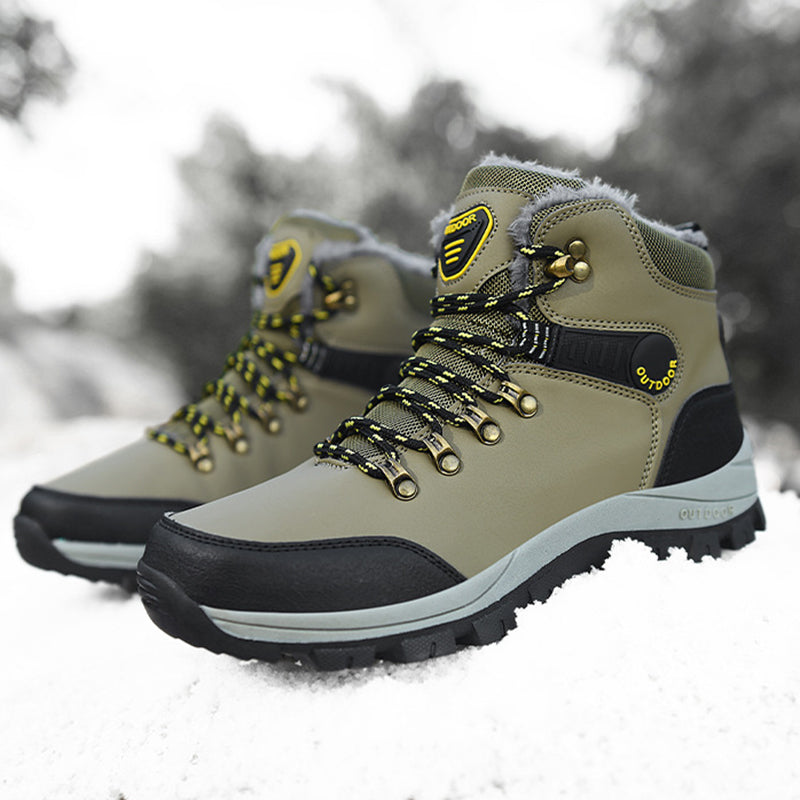 Men’s Winter Snow Boots Warm Plush Ankle Hiking Shoes Lace-Up