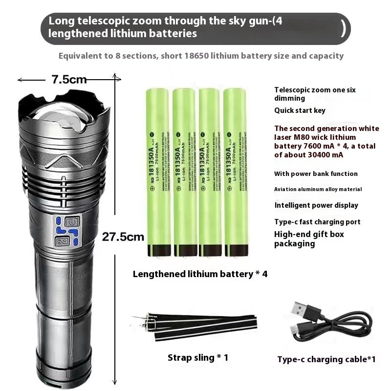 Multifunctional Zoomable High Power Outdoor Flashlight